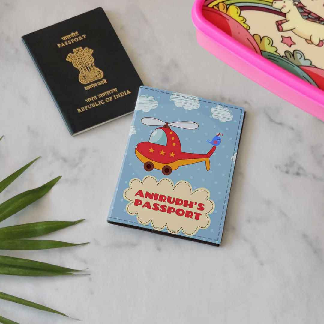 Customized Passport Cover for Kids  -Cute Helicopter