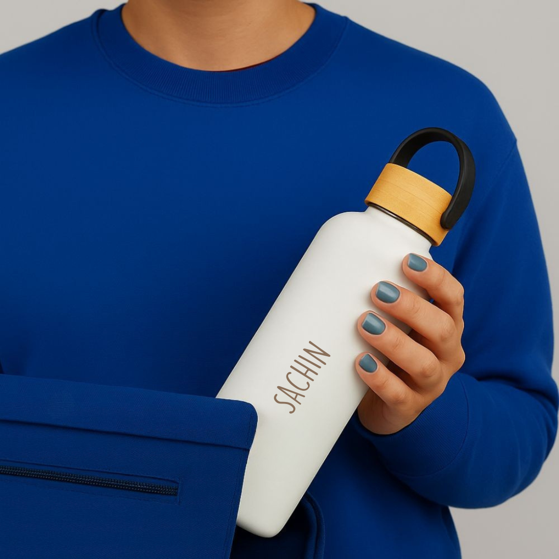 Customized Stainless Steel Water Bottle with Bamboo Lid 500ml – Eco-Friendly, Insulated, Leak-Proof