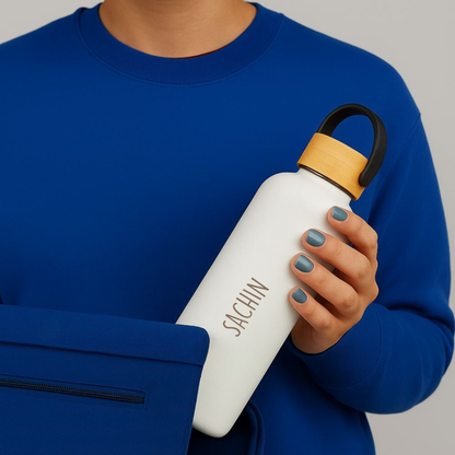 Customized Stainless Steel Water Bottle with Bamboo Lid 500ml – Eco-Friendly, Insulated, Leak-Proof