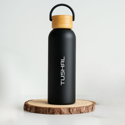 Customized Stainless Steel Water Bottle with Bamboo Lid 500ml – Eco-Friendly, Insulated, Leak-Proof