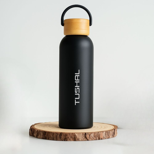 Customized Stainless Steel Water Bottle with Bamboo Lid 500ml – Eco-Friendly, Insulated, Leak-Proof