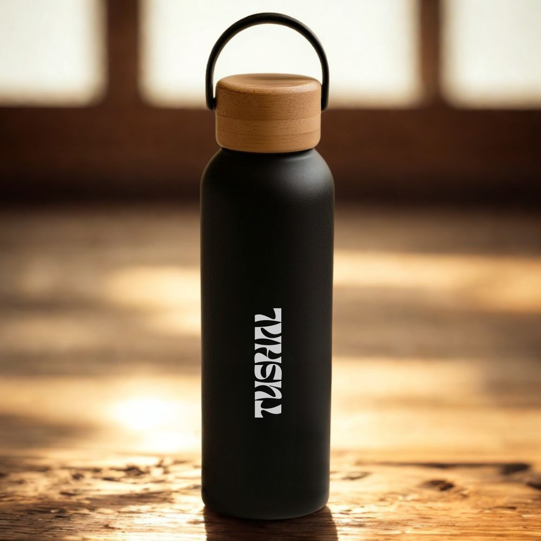 Customized Stainless Steel Water Bottle with Bamboo Lid 500ml – Eco-Friendly, Insulated, Leak-Proof