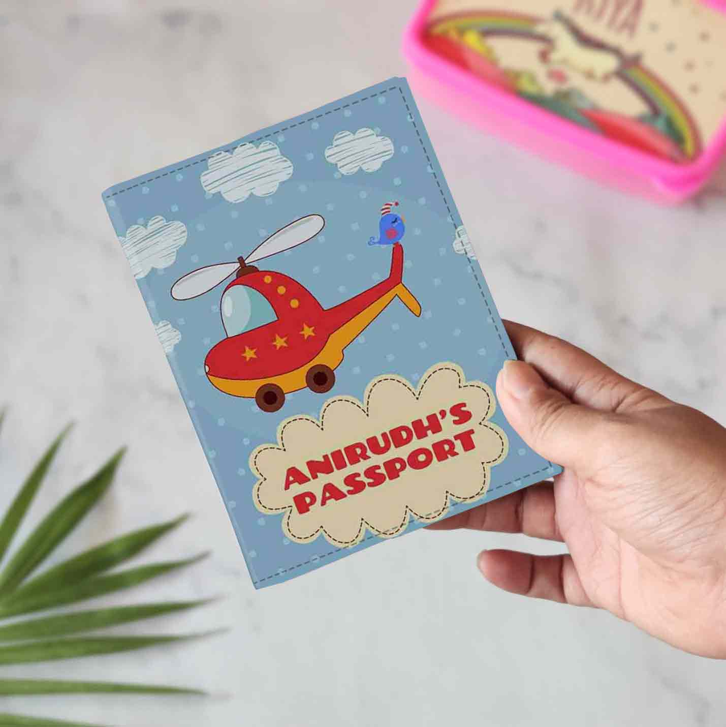 Customized Passport Cover for Kids  -Cute Helicopter