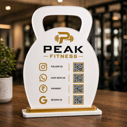 Custom QR code stand for Gyms | Google Review QR Desk Stand