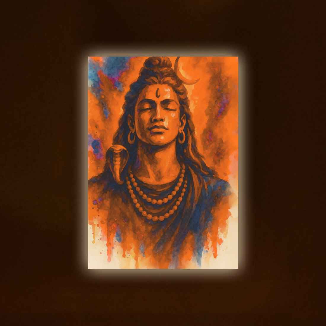Shiva Photo Frame with LED Lighting – Premium Wall Décor for Pooja Room & Gifting