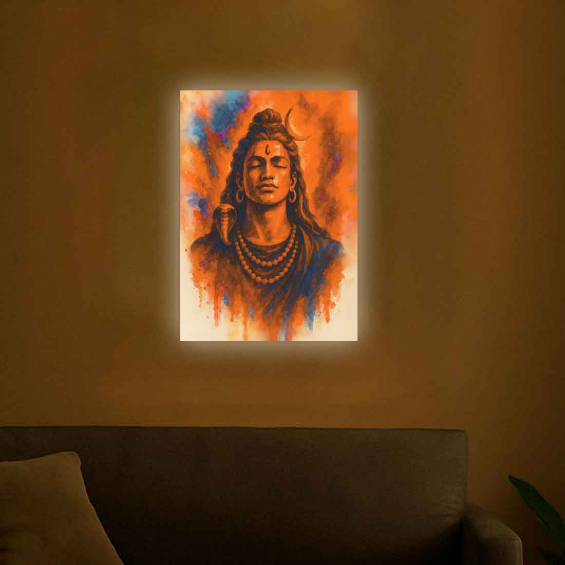 Shiva Photo Frame with LED Lighting – Premium Wall Décor for Pooja Room & Gifting