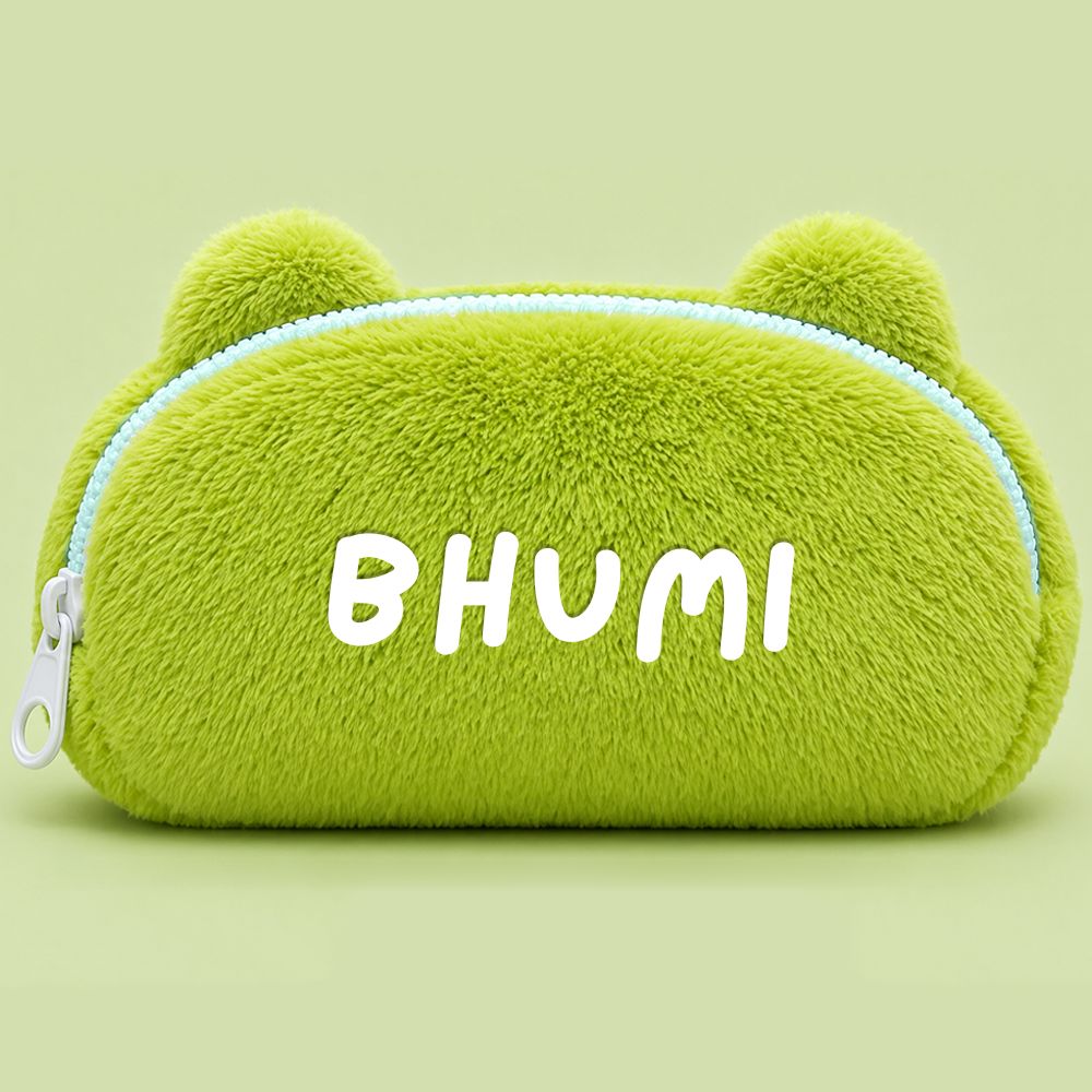 Personalised Pencil Pouch with 3D Ears & Custom Name | Birthday Gift for Kids | Plush Faux Fur