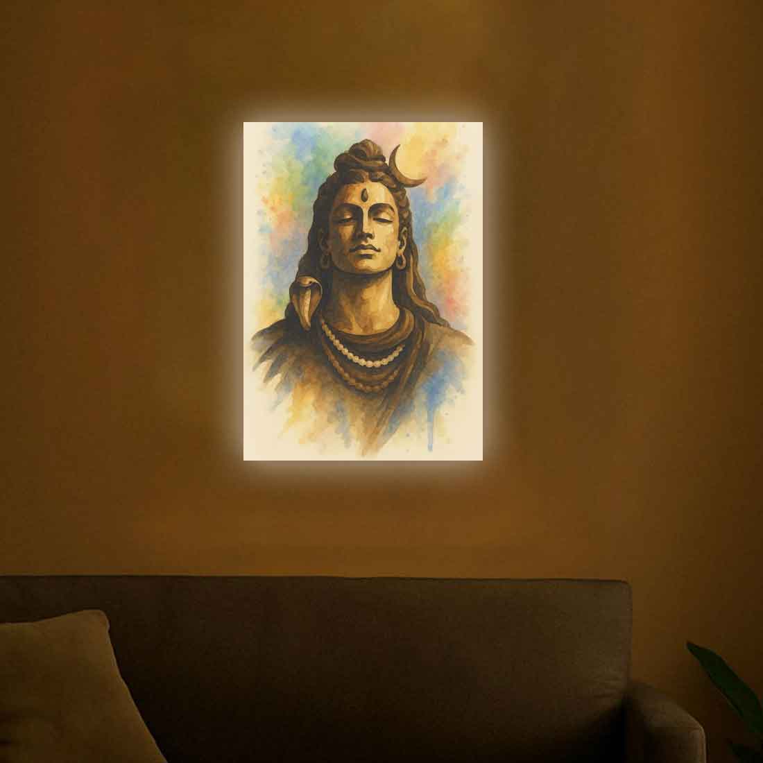Lord Shiva Photo Frame with Light, HD Print – Premium Acrylic Wall Décor for Pooja Room & Gifting