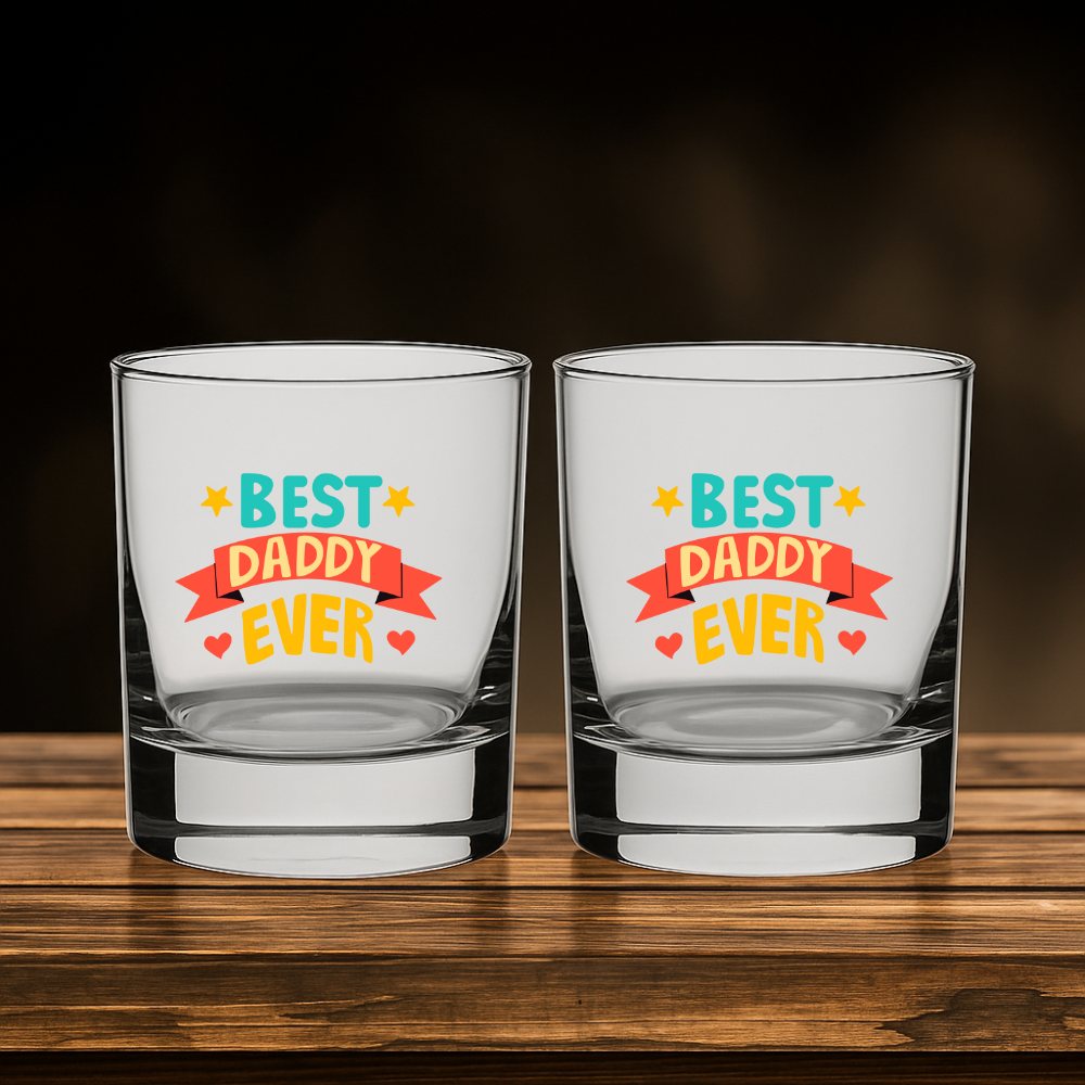 Father Day Gift – Whiskey Glass Set of 2 – Best Dad Ever Gift Idea