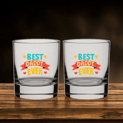 Father Day Gift – Whiskey Glass Set of 2 – Best Dad Ever Gift Idea