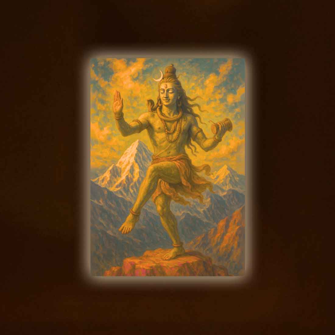 Shiv Photo Frame with LED Lighting, HD Print – Premium Wall Art Décor for Pooja Room & Gifting