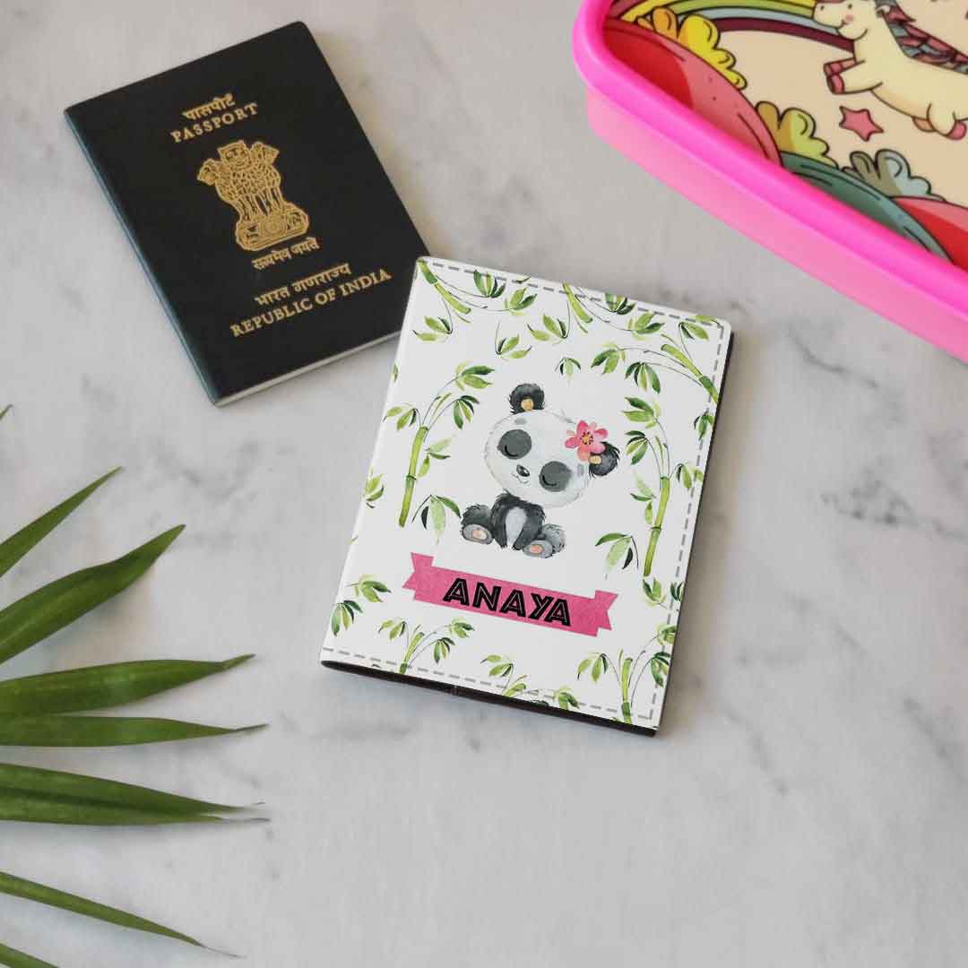 Personalized Passport Cover Holder Travel Case With Luggage Tag -  Cute Panda