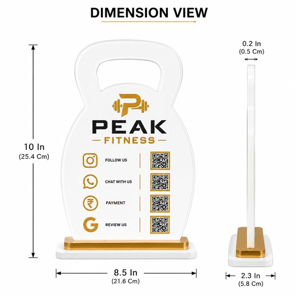 Custom QR code stand for Gyms | Google Review QR Desk Stand