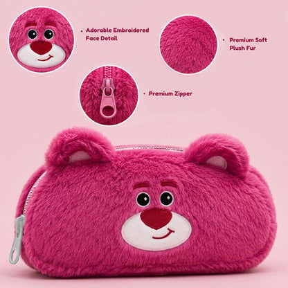 Personalised Pencil Pouch with 3D Ears & Custom Name | Birthday Gift for Kids | Plush Faux Fur