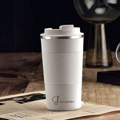 Personalized Insulated Coffee Tumbler 500ml - Travel Coffee Mug with Rubber Grip