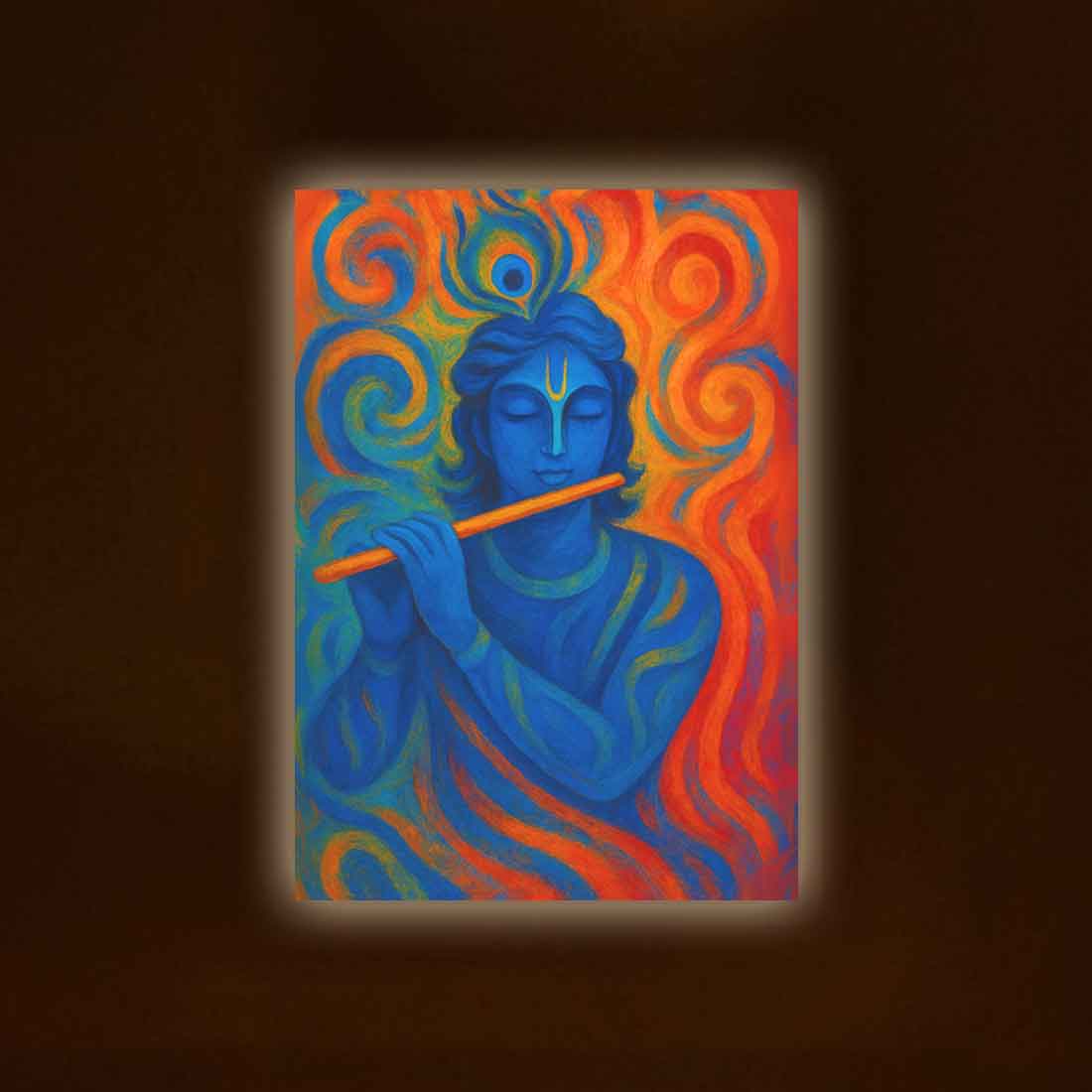 Lord Krishna Frame with LED Light HD Print – Great for Pooja Room or Gift