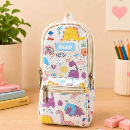 Custom Pencil Pouch with Dual Pockets & Name Personalization | Birthday Gift for Kids | PU Leather