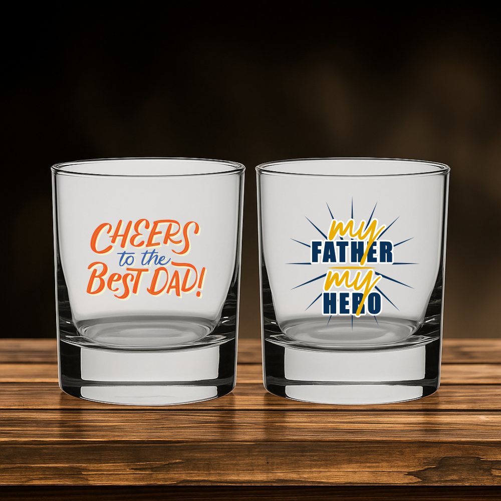 Father’s Day Whiskey Glassware Set – Gift for Dad – Set of 2 Glasses