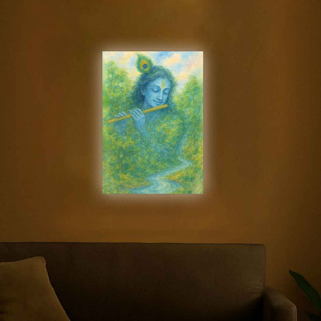 Lord Krishna Photo Frame with LED Backlight –– Ideal for Spiritual Spaces & Special Occasions