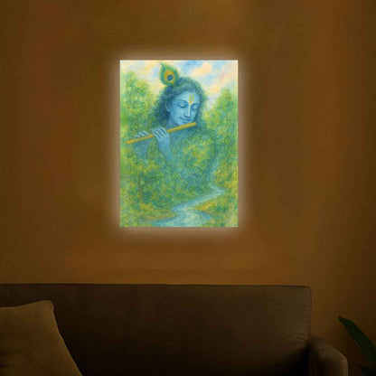 Lord Krishna Photo Frame with LED Backlight –– Ideal for Spiritual Spaces & Special Occasions