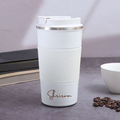 Personalized Insulated Coffee Tumbler 500ml - Travel Coffee Mug with Rubber Grip