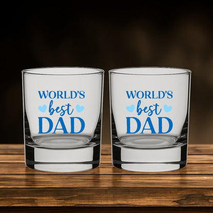 Gifts for Dad – World's Best Dad Whiskey Glass Set – Father’s Birthday Gift