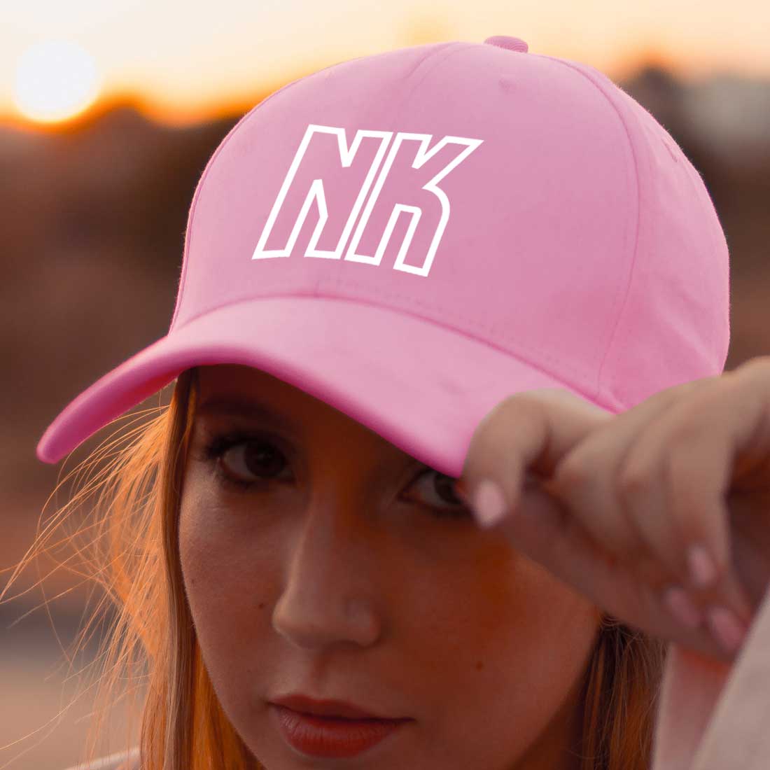 Ladies Cap Pink Baseball Cap for Women Name WHITE - Main Image