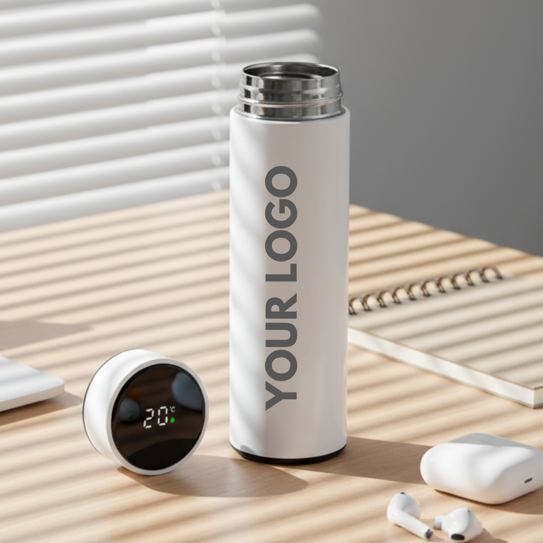 Personalised Thermal Flask for Tea with Temperature Display - ADD LOGO