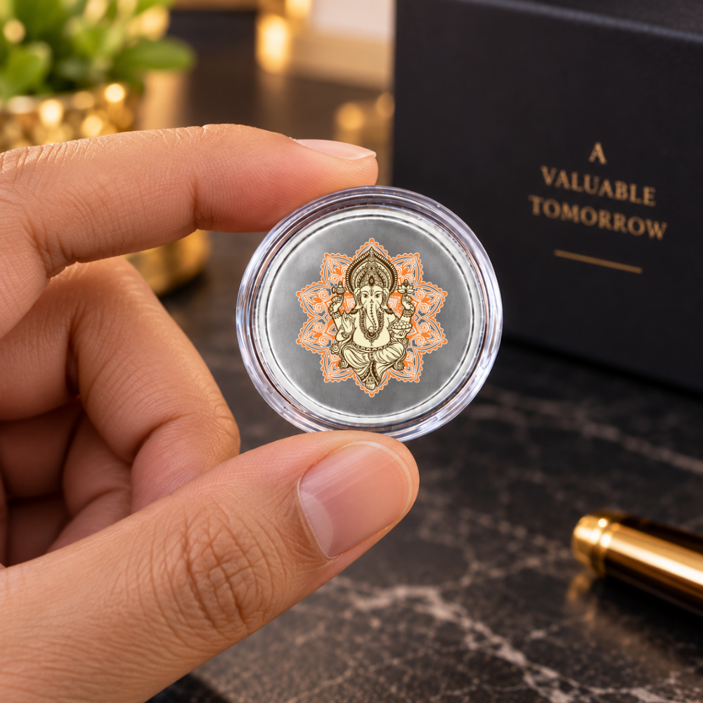 Ganesha Silver Coin Lord Ganpati Photo on Silver Coins