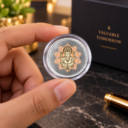 Ganesha Silver Coin Lord Ganpati Photo on Silver Coins