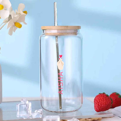 Nutcase Can Shaped Glass with Straw (Metal) and Wooden Lid