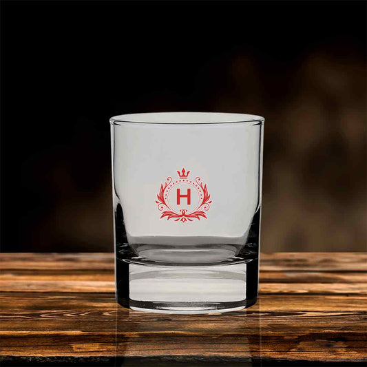 Monogrammed Whiskey Glasses - Personalized Colored Initial Alcohol Glass