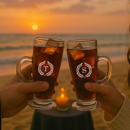 Personalized Coffee Mugs Tall Cups with Handle For Ice Coffee, Latte, Cappuccino, Hot Chocolate - Set of 2