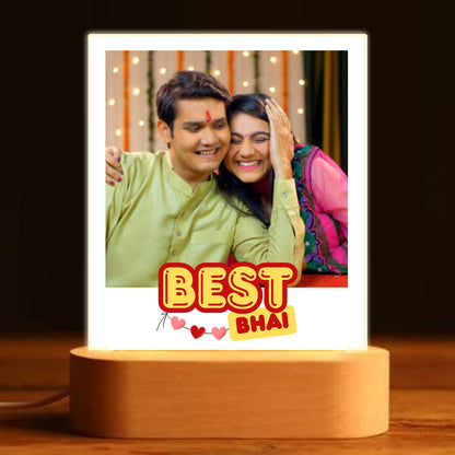 Rakshabandhan Gift for Brother Personalized LED Lamp with Photo – Acrylic Night Light for Bhai