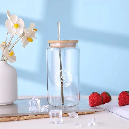 Nutcase Custom Glass with Straw (Metal) and Wooden Lid