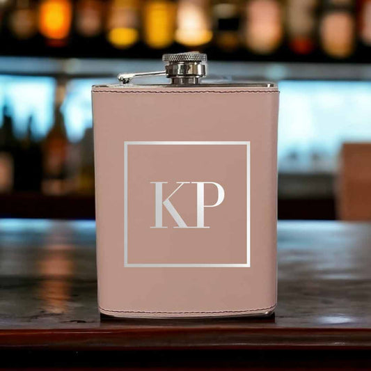 Pink Custom Leather Alcohol Flask Stylish Hip Flasks With Monogram Classy Bachelorette Party Gifts 
