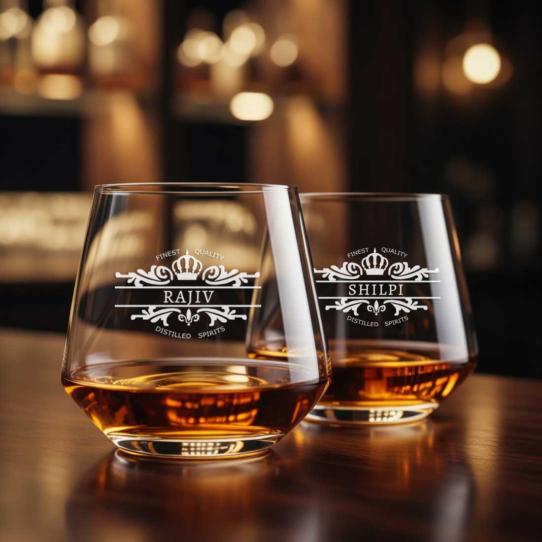 Customized Scotch Whiskey Drinking Glasses - Engraved Modern Whiskey Glass & Luxury Gift for Men