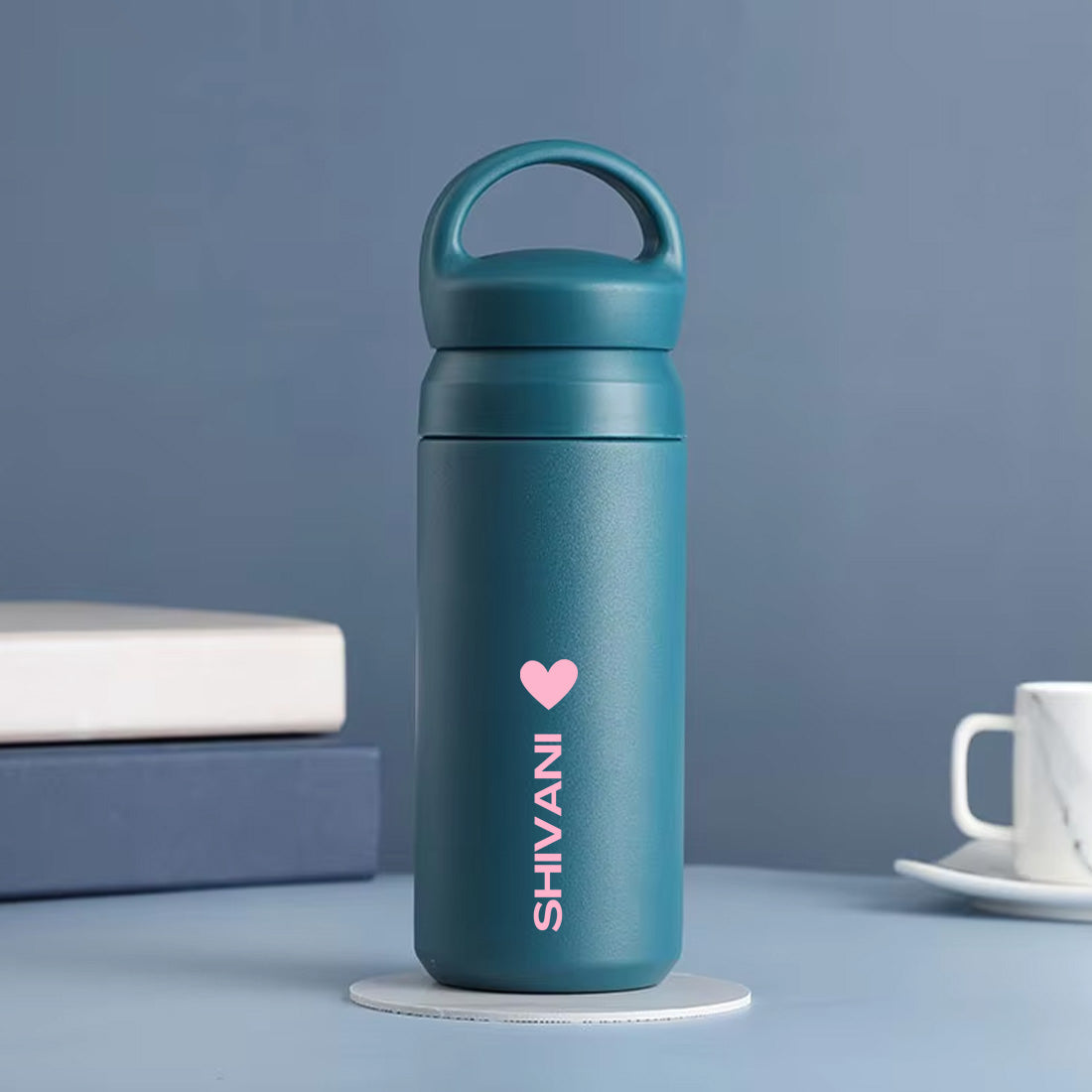 Stainless Steel Drink Bottle Personalised with Name - Insulated Water Bottle 500ml - Heart