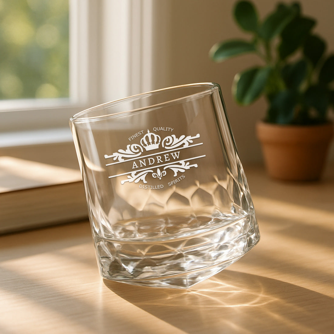 Custom Scotch Whiskey Glasses – Premium Engraved Diamond-Cut Whisky Glass, Gift for Men, Birthdays & Barware Lovers