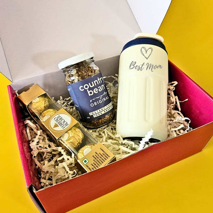 Mother’s Day Gift Box – Custom Temperature Controled Coffee Tumbler, 100% Arabica Coffee & Ferrero Rocher Chocolates