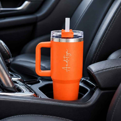 Personalized 1200ml Tumbler Large Insulated Travel Mug-Stainless Steel Vacuum Cups with Handle, Straw Lid