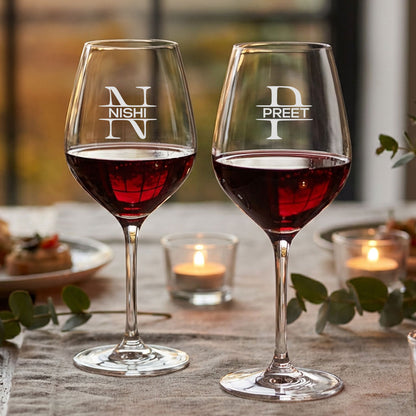 Personalized Wine Glass - Engraved / Gold Foil Monogram Name