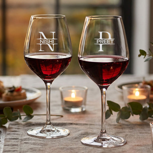 Personalized Wine Glass - Engraved / Gold Foil Monogram Name