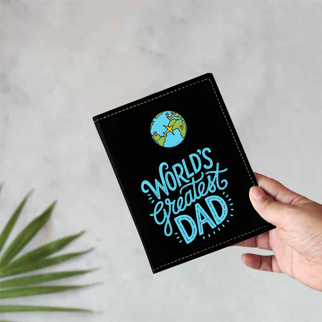 Gifts for Father's Day Travel Set, PU Leather Pouch, Passport Cover and Luggage Tag, World's Greatest Dad Design