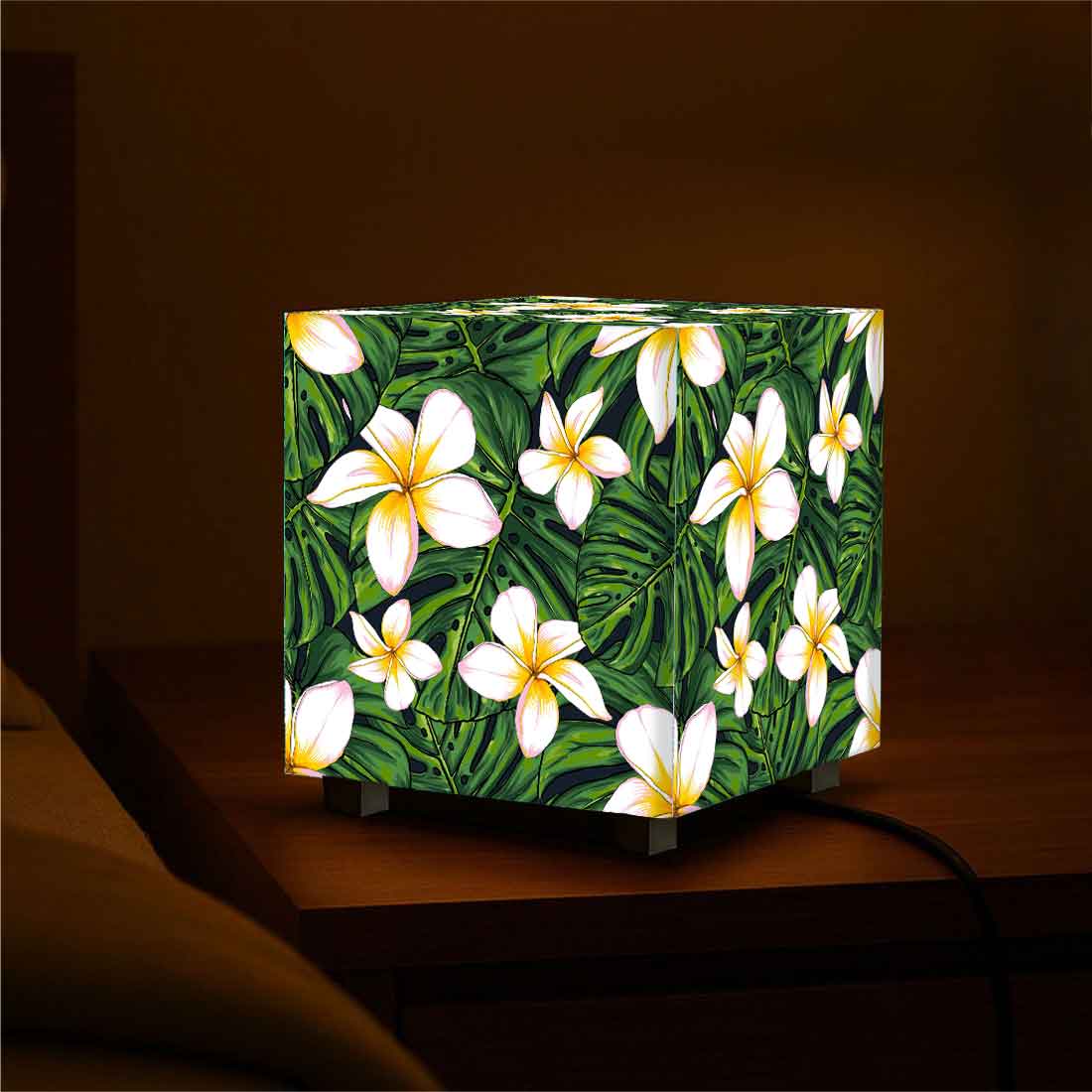 Nutcase Designer LED Lamp for Bedroom– Compact Cube Light for Home - Tropical
