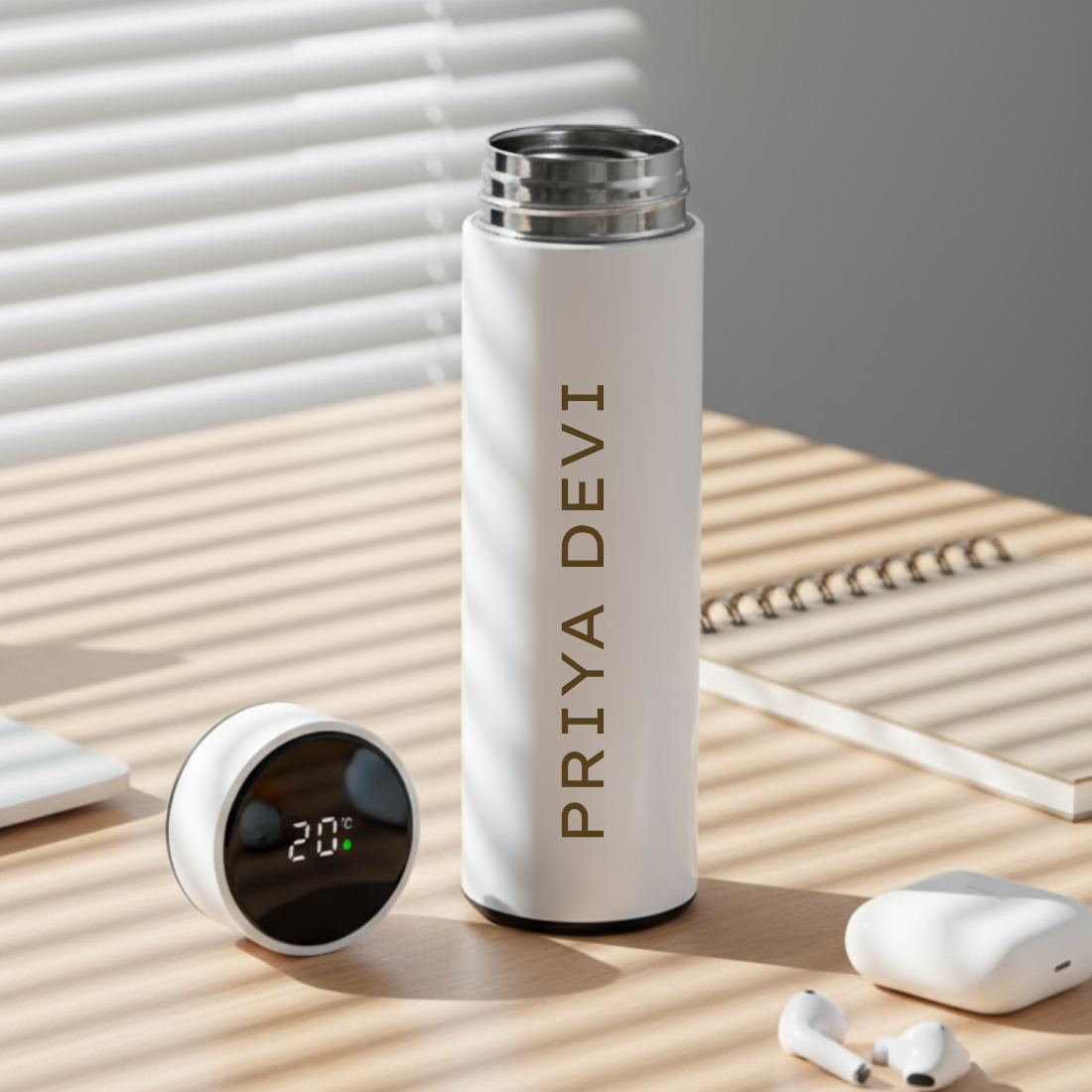 Personalised Thermal Flask Hot & Cold With Temperature Display - Add Name