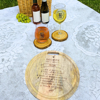 Wine Glass Set with Cheese Board for Mom – Perfect Mother’s Day Gift