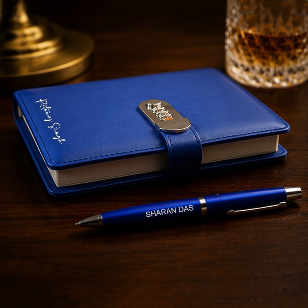 Nutcase Lock Personal Diary with Logo and Name-Combination Lock Faux Leather Diary