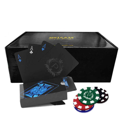 Customized Poker Playing Card Deck of Non-Tearable Set-2 and 100/200/300 Chips in 5 Color