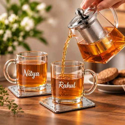 Personalized Kettle with Cups Gift Set | Green Tea Infuser Pot Set | Diwali Gift Hamper for Tea Lovers